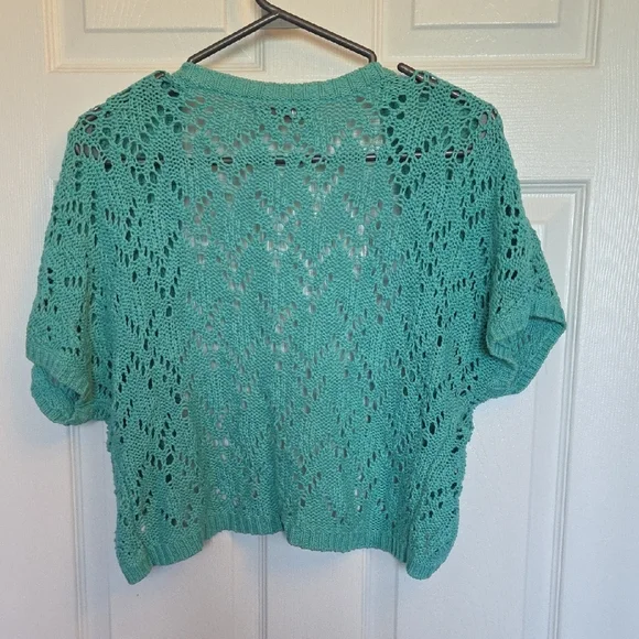 Old Navy Teal Open-Knit Shrug - Picture 3 of 4